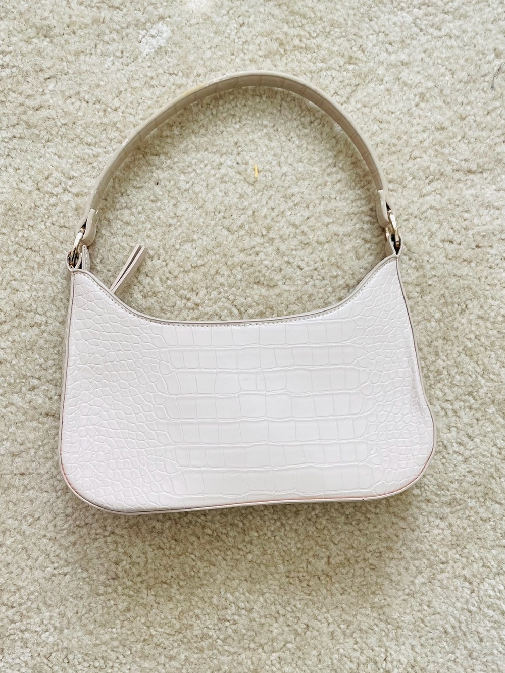 Mango Croc-Embossed Shoulder Bag in Light Pink